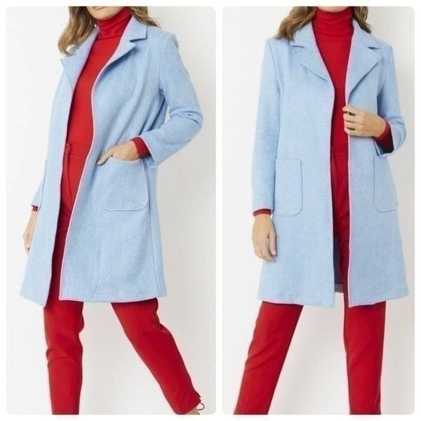 JAYLEY Collection Blue Faux Suede Animal Print Trench Coat One Size SUFC295A-07S