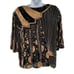Vintage Black Silk Top | Hand Embellished with Pearl & Gold Beads/Sequins | Art