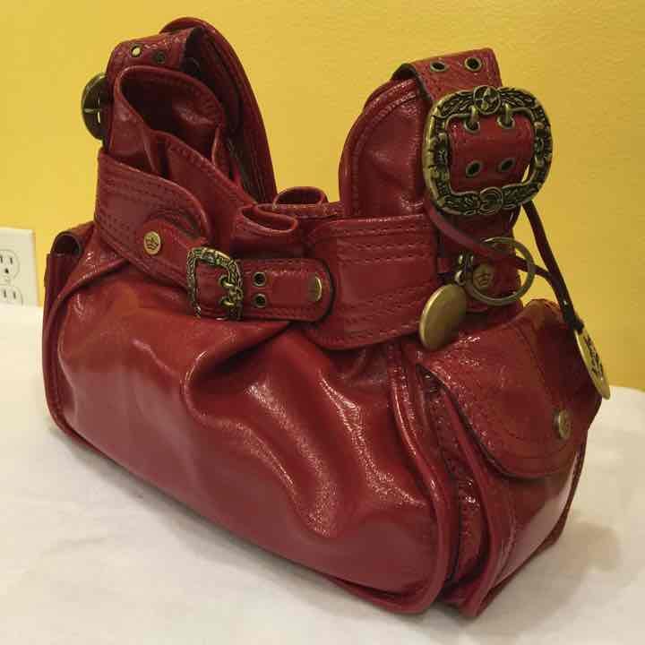Red patent leather bag