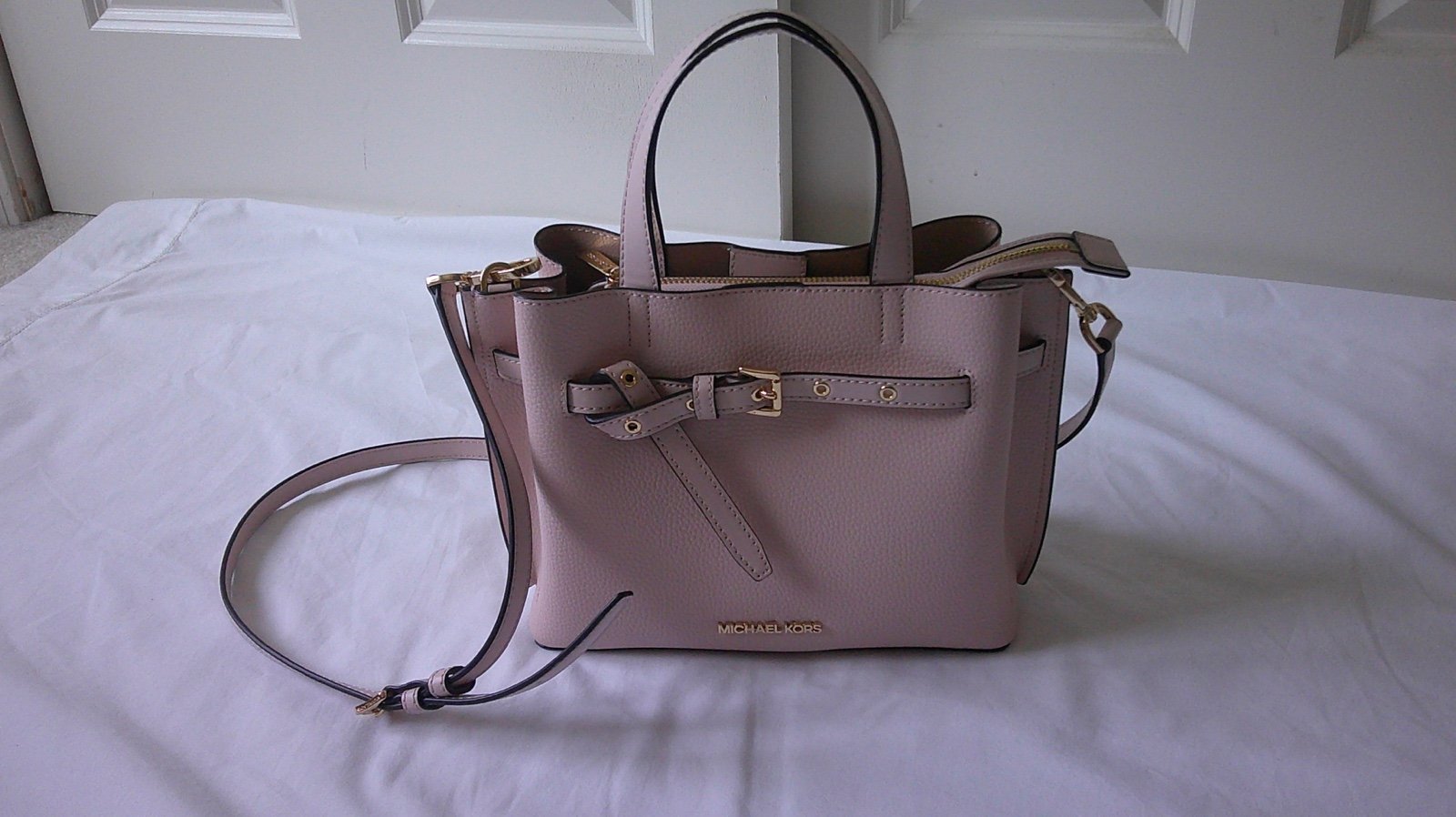 MK Emilia Small Pebbled Leather Satchel Purse/ Bag | Pale Pink | LIKE NEW!