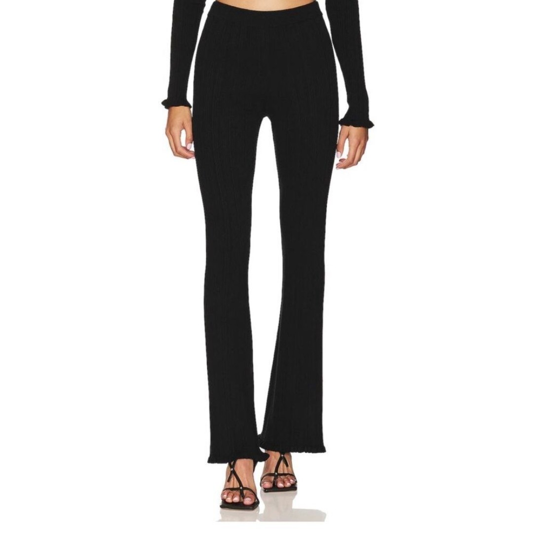 Reformation Black Ribbed Flared Legging Pants Size M
