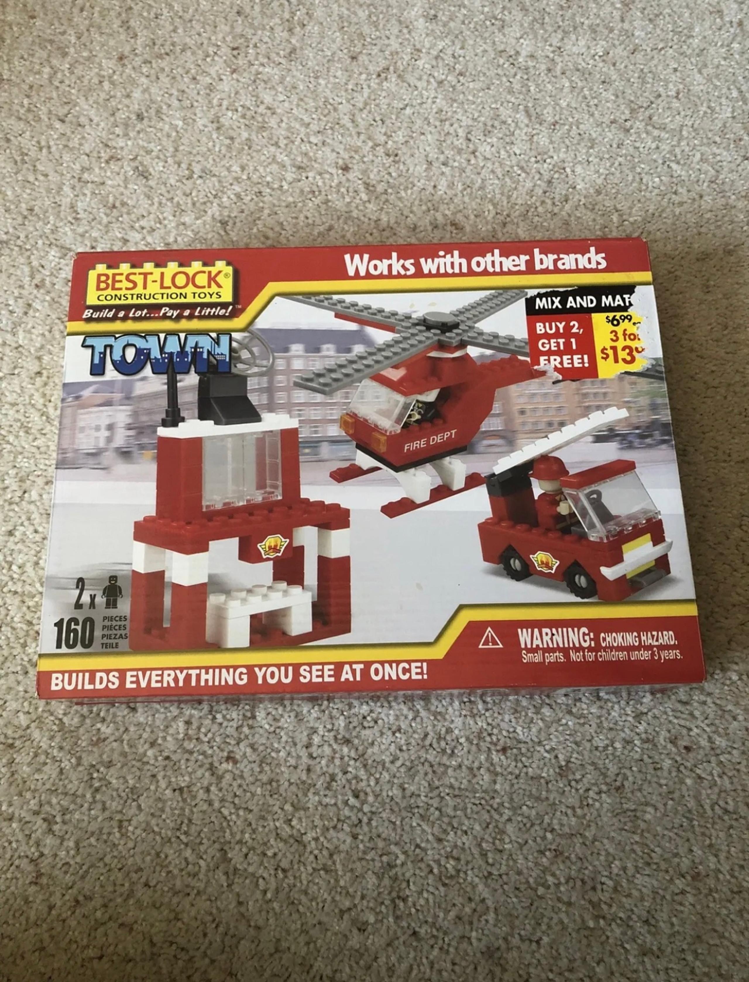 Best-lock 160pc Set Fire Dept Crew Car Station Building Blocks