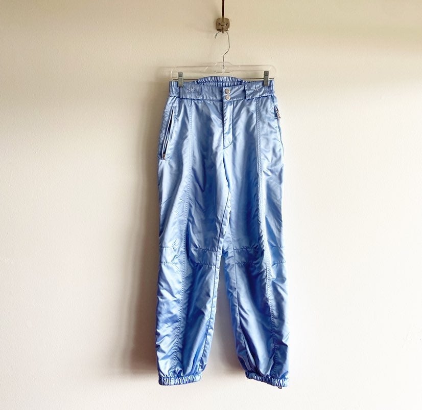 Bogner Baby Blue Satin Snow Ski Pants Joggers Rare