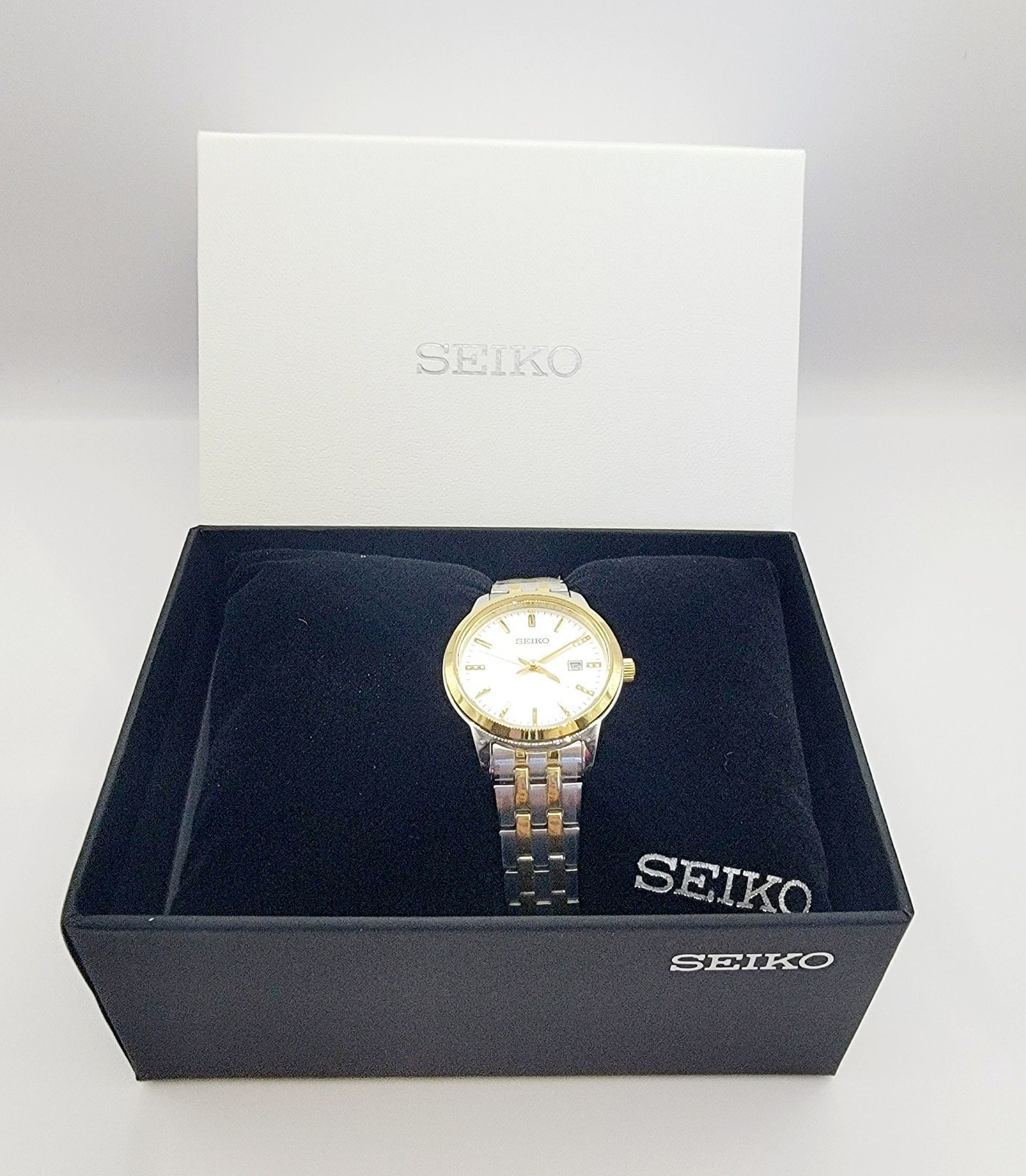 Seiko Ladies Essential Two Tone White Dial Watch
