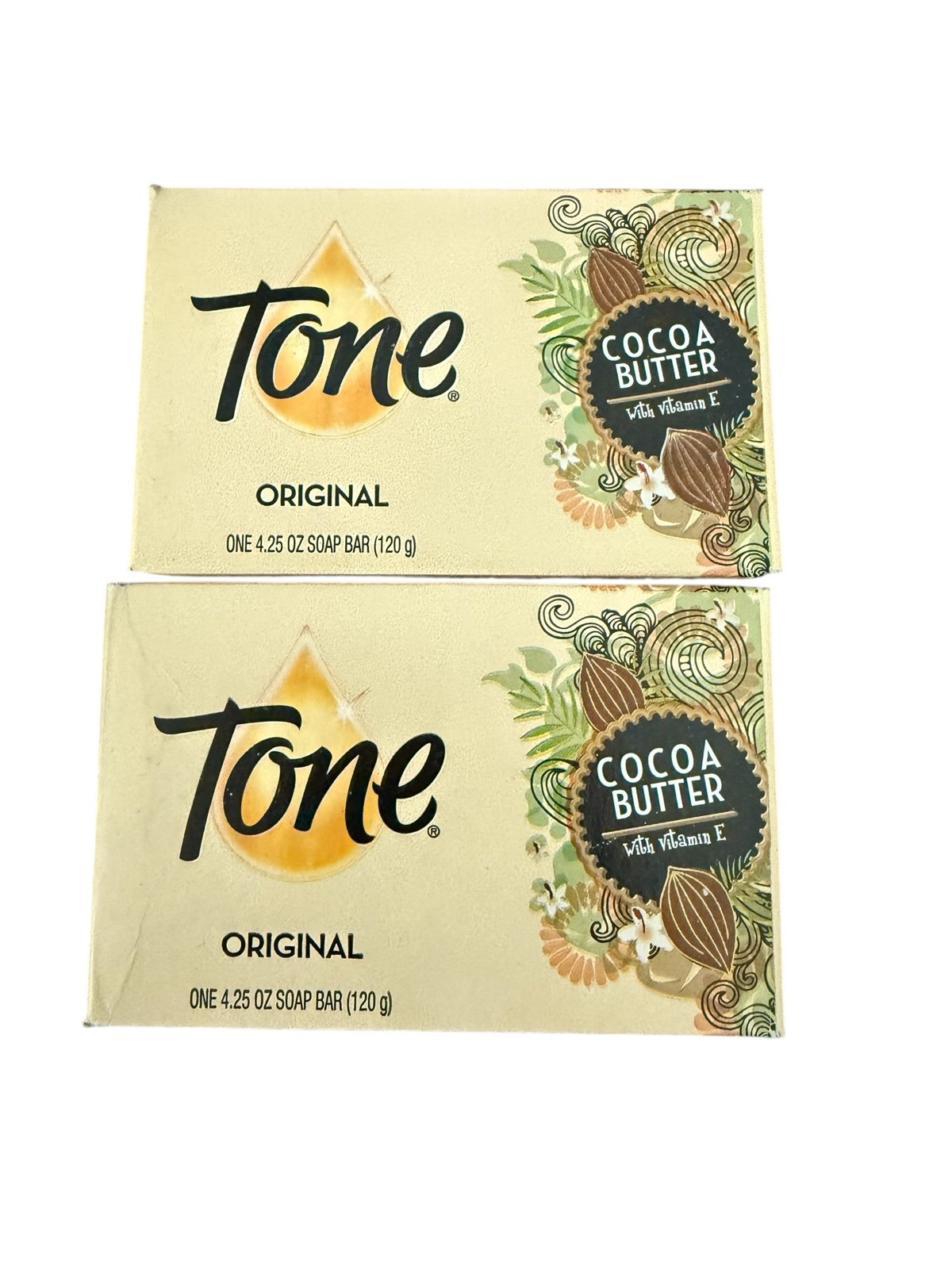 2x TONE BAR SOAP 4.25 Oz Each Original Scent COCOA BUTTER & VITAMIN E