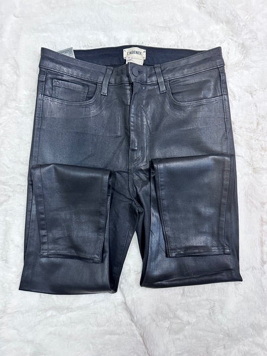 L'AGENCE Margot Coated Skinny Jeans In Black Women's Size 31