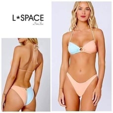 New. L*SPACE blue and nude ring bikini. Small. Retails &198