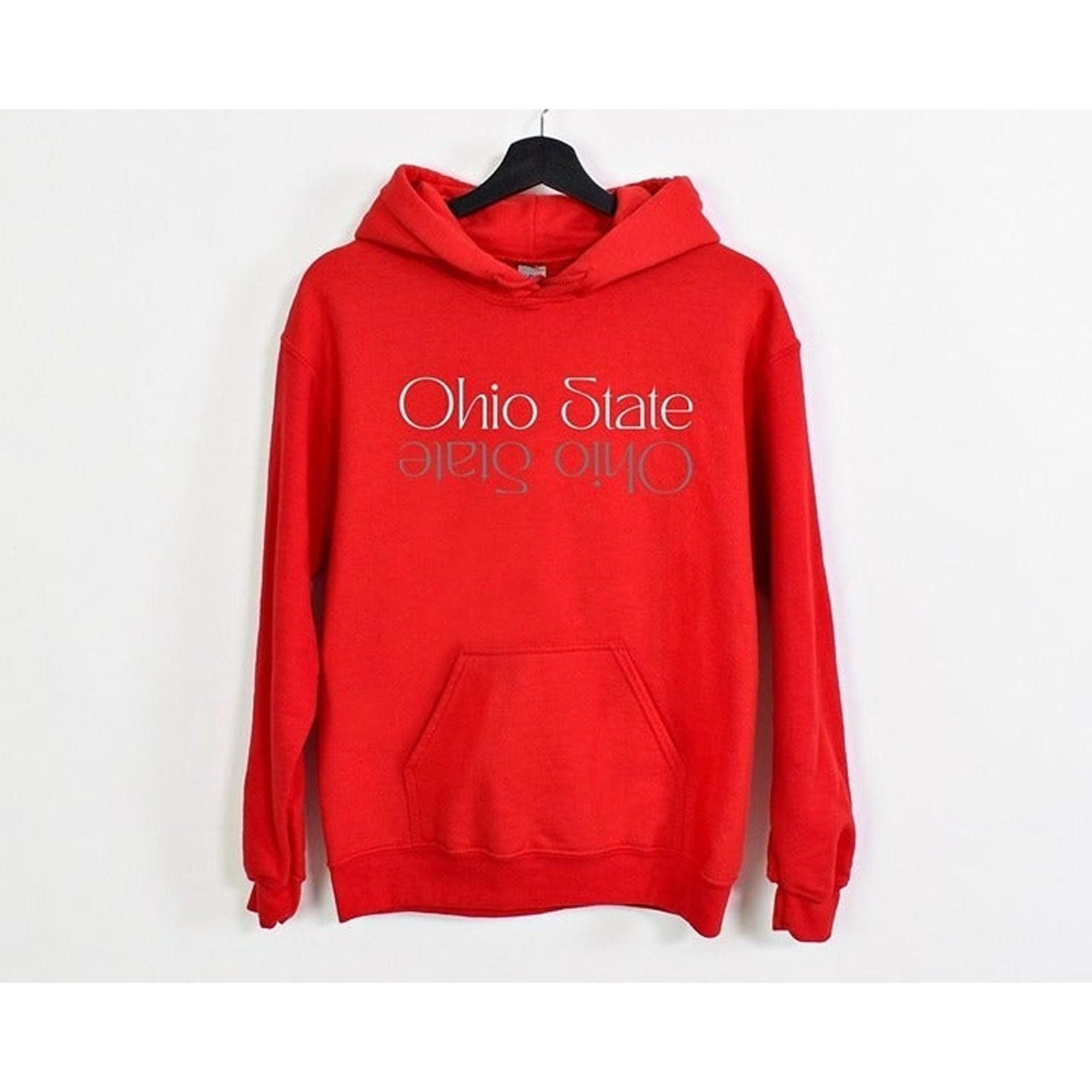 Red Ohio State Mirror White and Gray Hooded Sweatshirt-L
