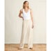 Faherty Monterey 100% Linen Elastic Waist Wide-Leg Natural Bombay Stripe Pants M