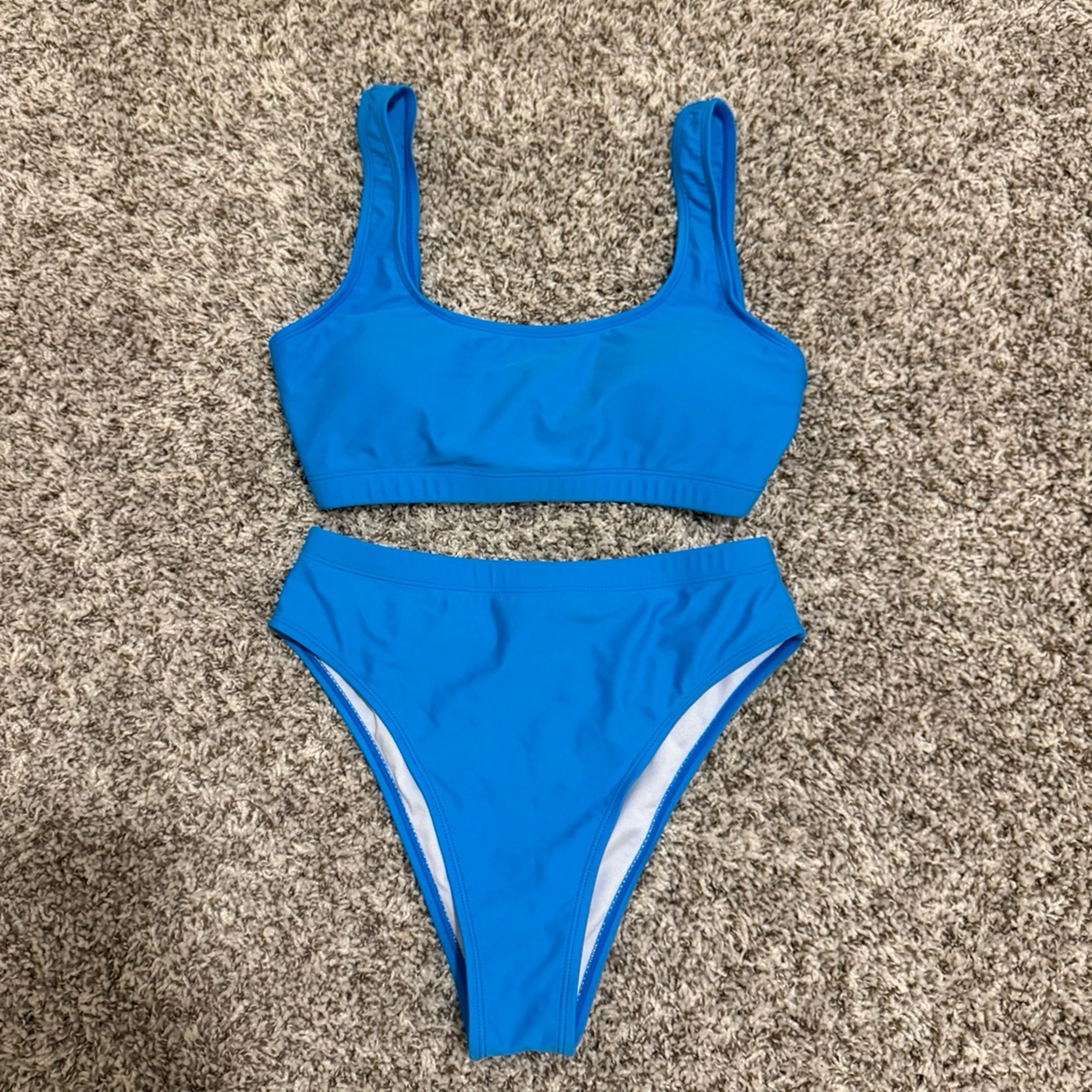 Blue Bikini Two Piece High Waisted Swimsuit