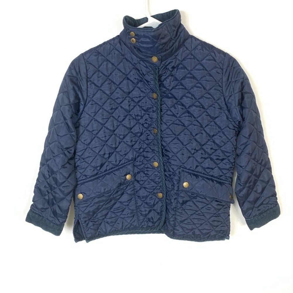 Ralph Lauren Boys M 8/10 Blue Barn Quilted Field Jacket Coat Corduroy Collar