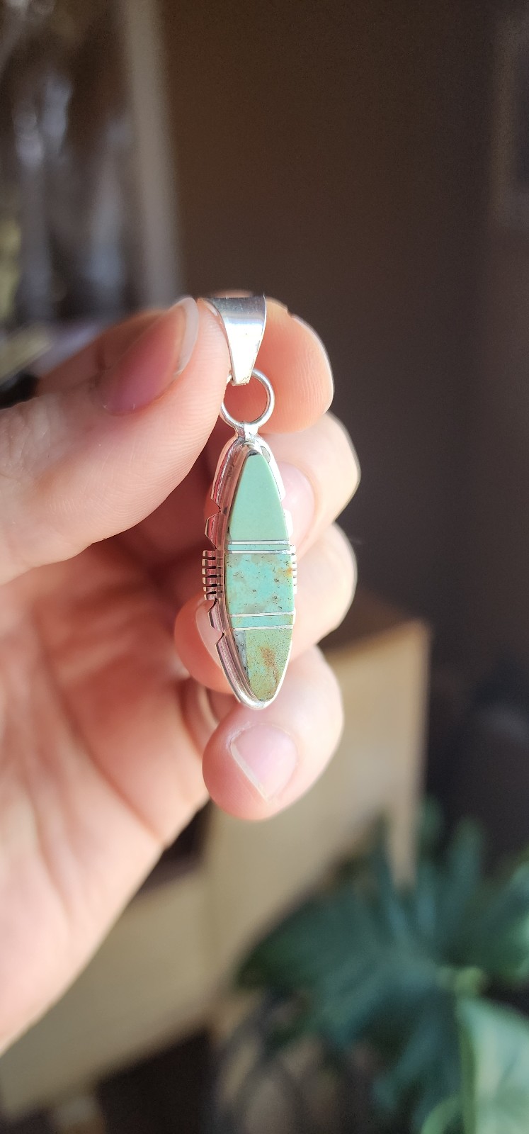 Native American Brandon Etcity Turquoise pendant signed