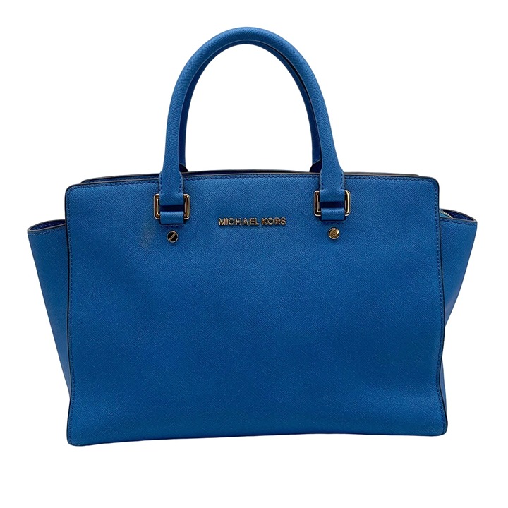 Michael Kors Selma Large Heritage Blue Saffiano Leather Satchel
