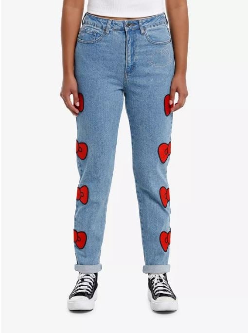 Hello Kitty Red Bow & Rhinestone Mom Jeans NEW WITH TAG (SIZE 15)