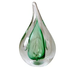Vtg Adam Jablonski Signed clear green Glass Paperweight polish teardrop Poland