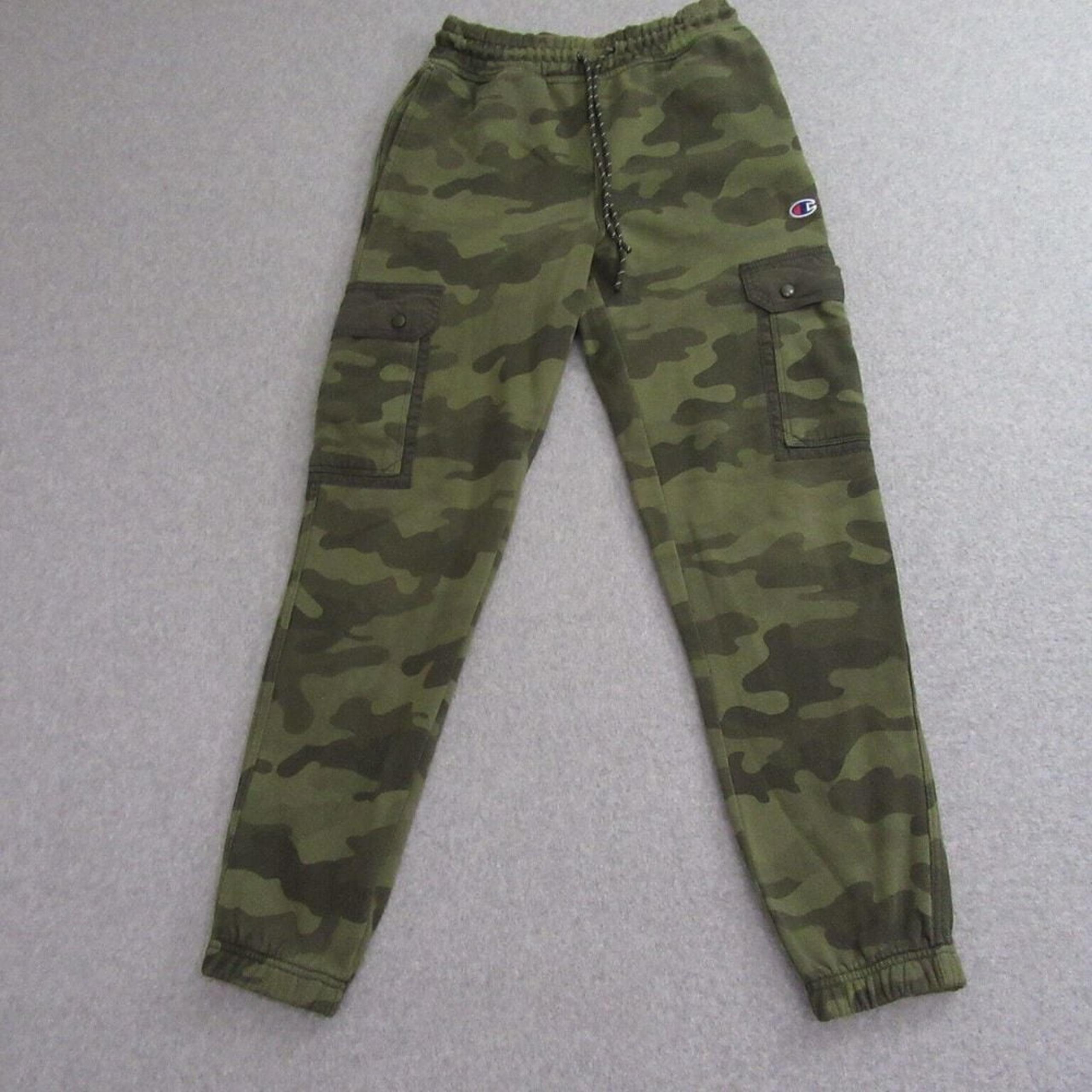 Champion Mens Jogger Pants S Green Athletic Active Camo Fleece Outdoor