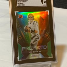 Joe Burrow #9. Prismatic Green, Graded 9