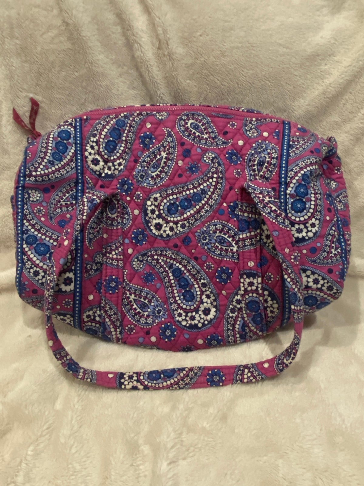 Vera Bradley Weekender Duffle Bag Boysenberry Paisleys Quilted Cotton Fabric EUC