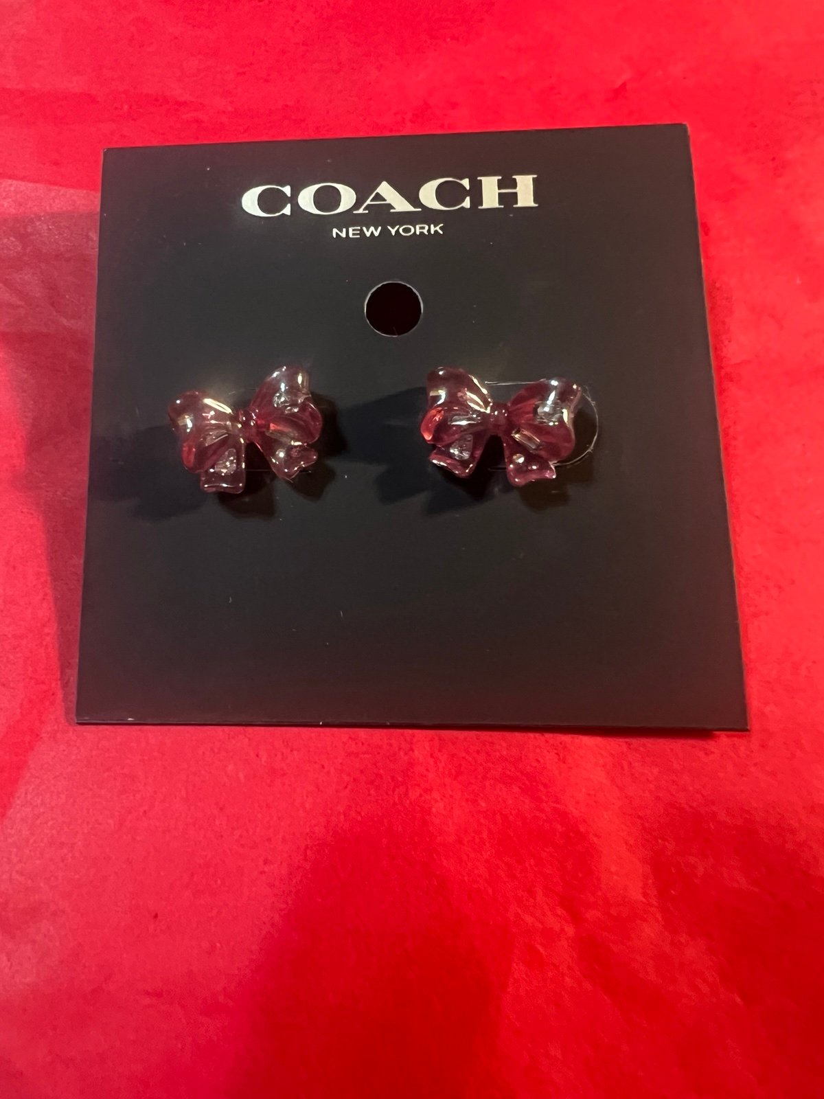 Coach Pink Bow Stud Earrings