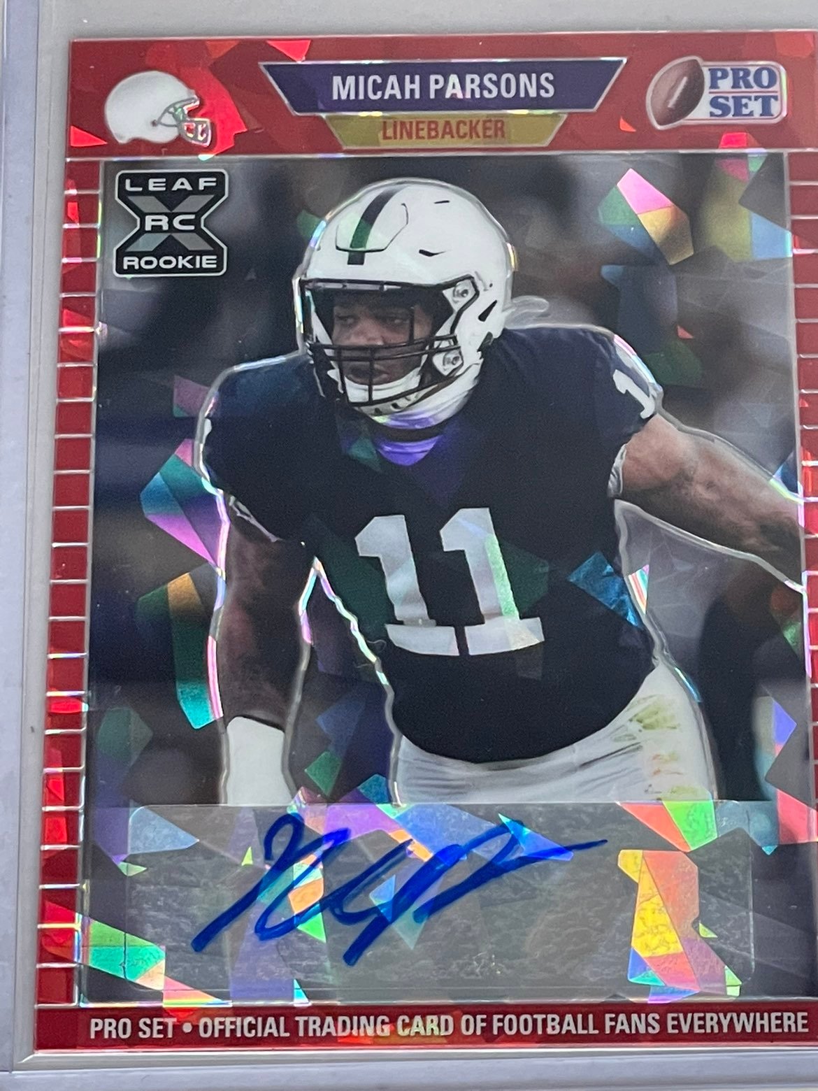 MICAH PARSONS AUTO ROOKIE 2021 LEAF PRO SET RED CRACKED ICE pA-MP1 45/50