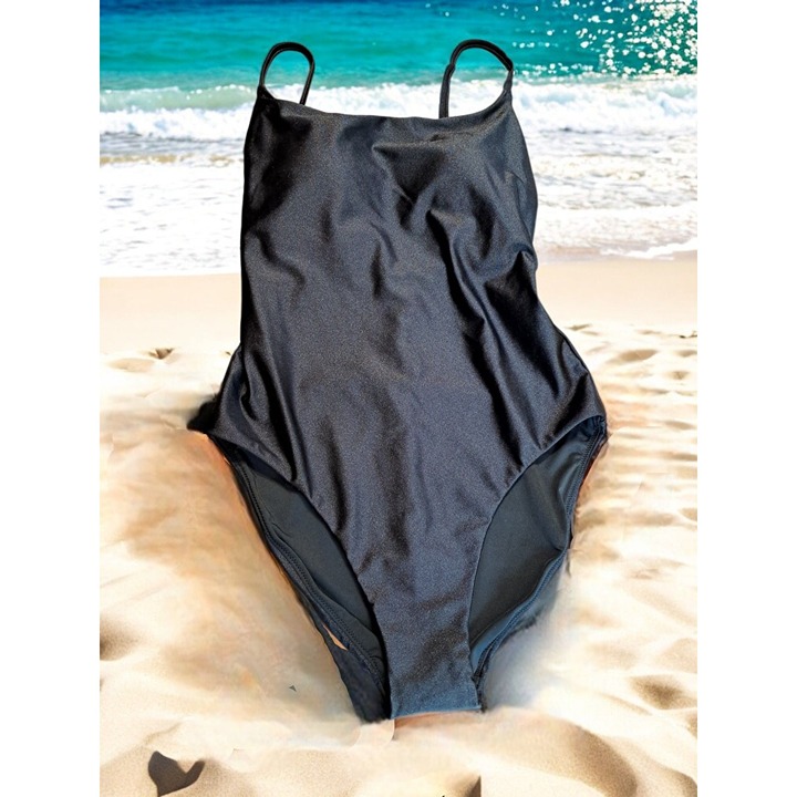 Love & Sports Women's Shimmer Scoop Neck One-Piece Swimsuit with Adjustable Stra