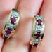 925 Silver 14kt gold vermeil genuine ruby diamond hoop earrings