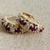 925 Silver 14kt gold vermeil genuine ruby diamond hoop earrings