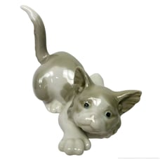 Lladro Attentive Cat 5112 Crawling Kitty Porcelain Figure Vintage Long Retired