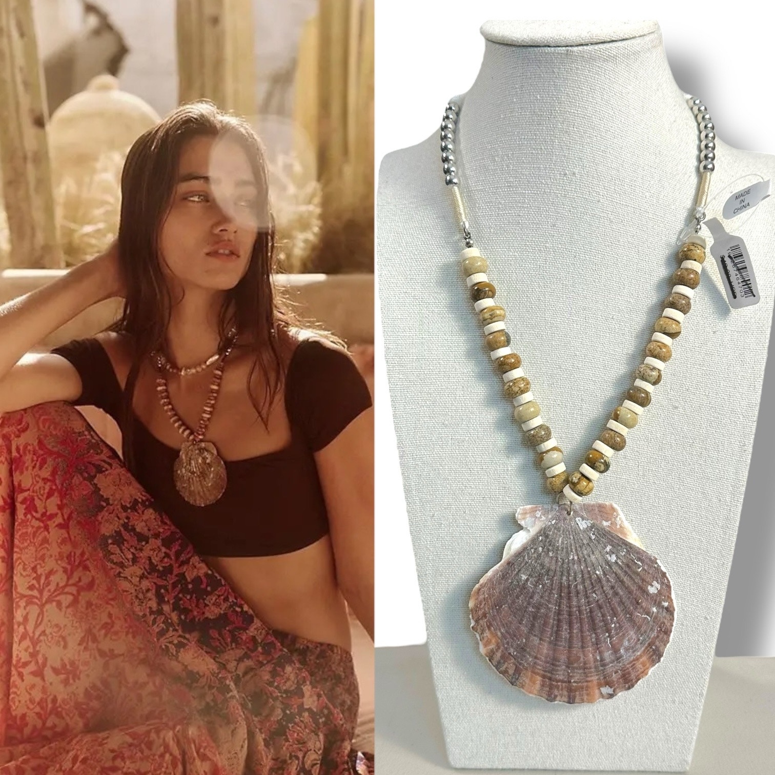 Free People Love Letter To The Sea Necklace NWT Bohemian Beach Adjustable Shell