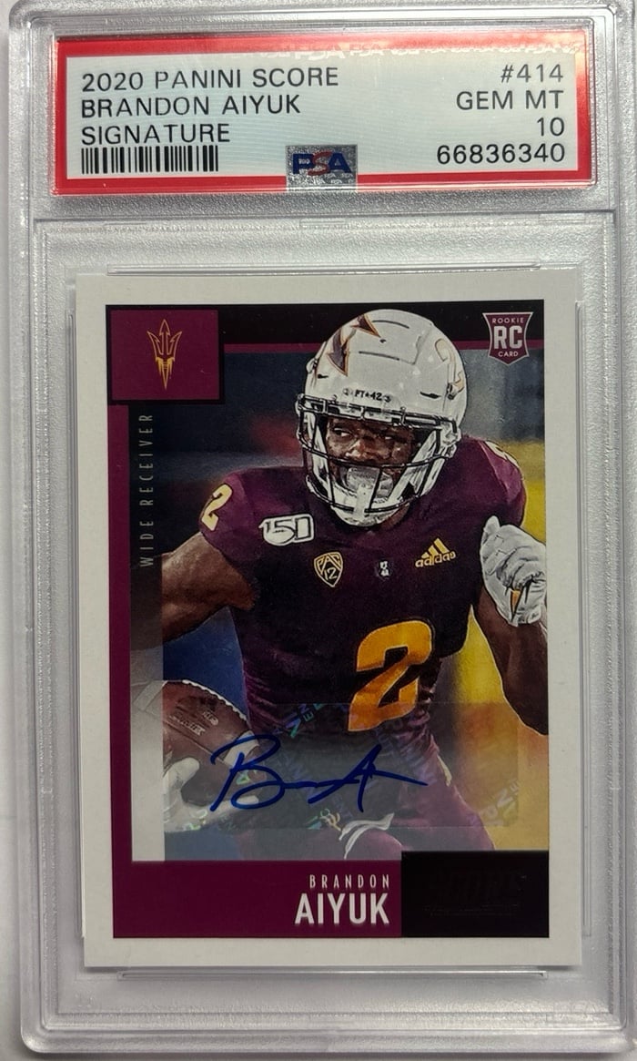2020 Score Signatures Brandon Aiyuk ROOKIE AUTO #414 PSA 10 GEM MINT
