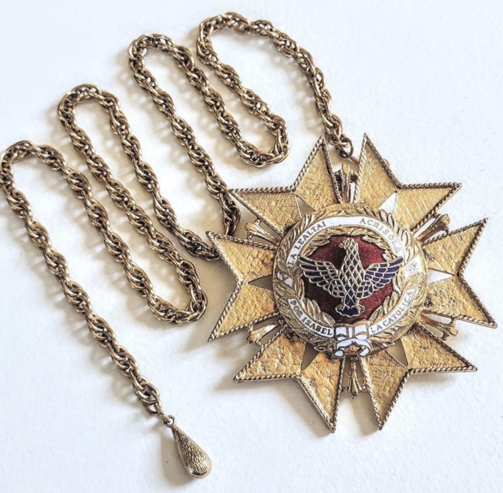 Vintage CORO Signed Heraldic Maltese Star Brooch Pin Pendant Necklace