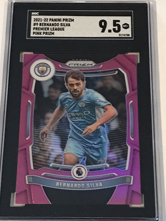 2021-22 Prizm Premier League Bernardo Silva PINK Prizm #9 Man City SGC 9.5