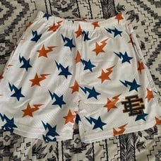 Eric Emanuel x Bape shorts white/teal/orange - size L