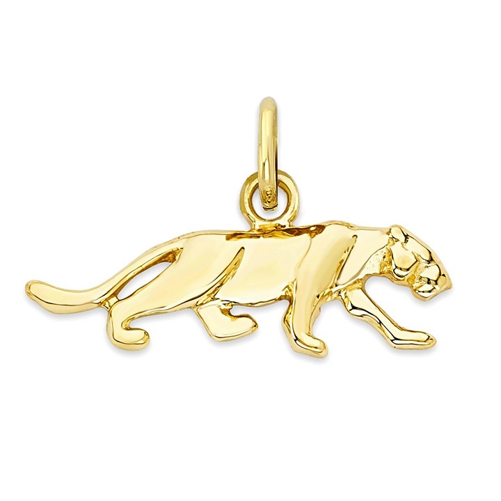 Solid 10k Gold Panther Charm - Symbolic Animal Jewelry for Her