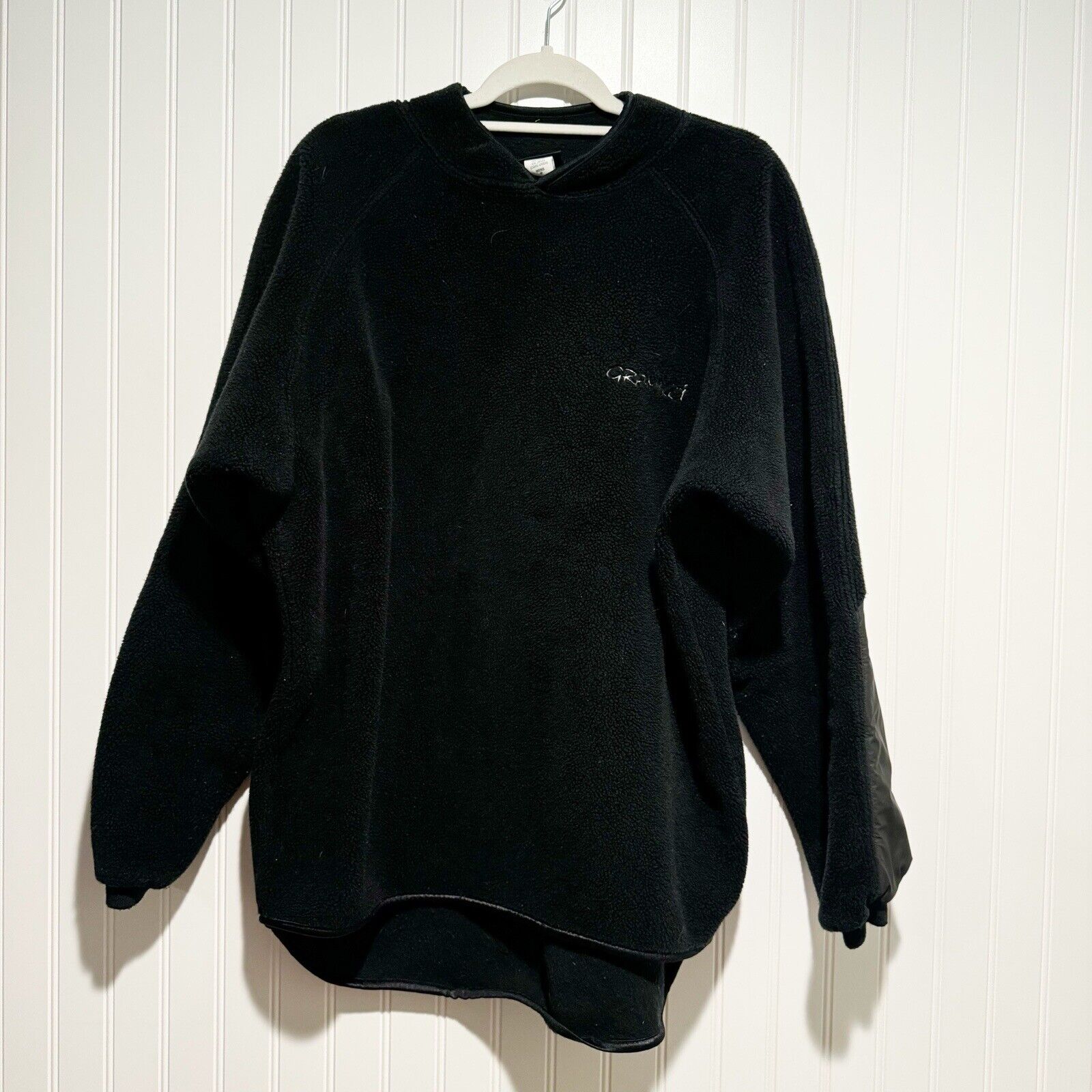 Gramicci Black Fleece Sweatshirt Nylon Accents Tail Cut Made In USA Mens Medium