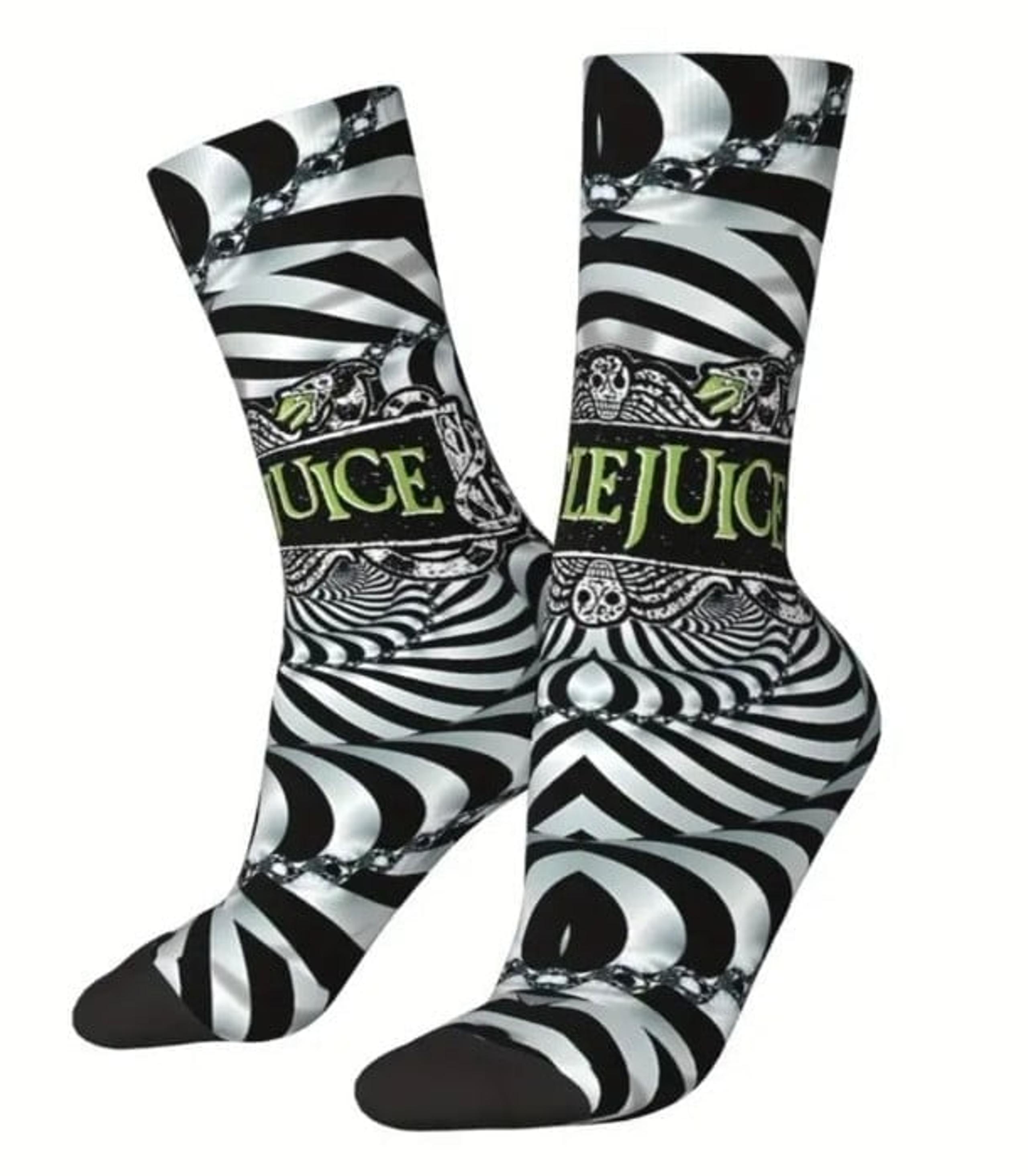 Beetlejuice socks, stretch, comfortable wear with sneakers, boots, slides, shoes