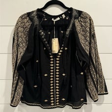 NWT Doen Valadon black embroidered top
