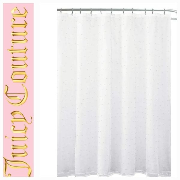 Juicy Couture Home Ditsy Dot Water Repellent Shower Curtain Liner- White