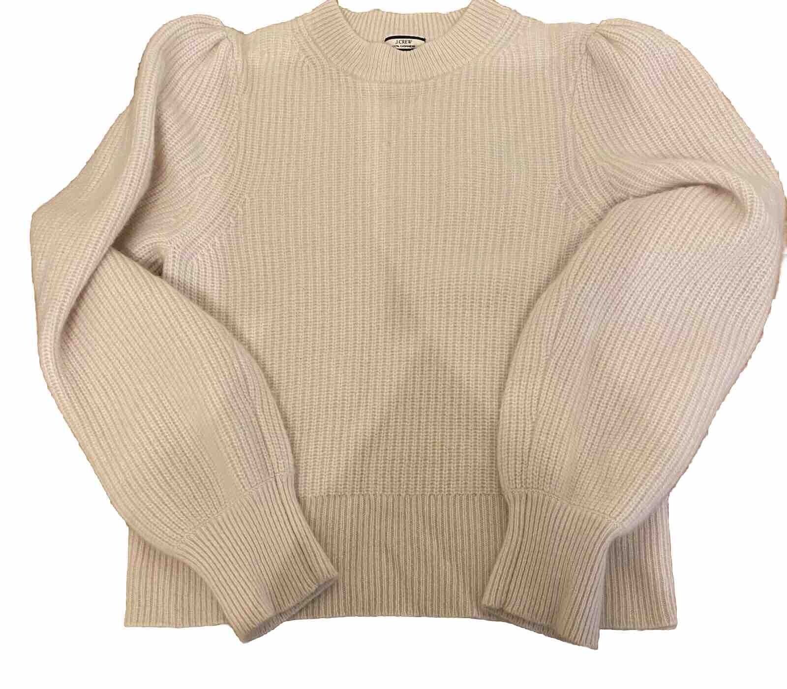 J.Crew Womens Sweater Extra Small Cashmere Ivory Ribbed Knit Pullover