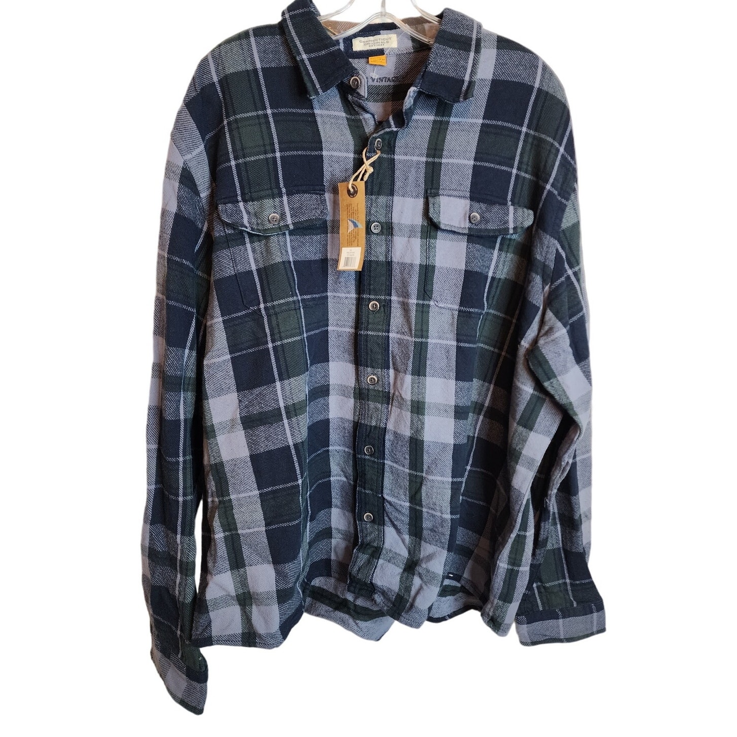 Tailor Vintage Connecticut Originals Flannel Button Down Top, NWT, XXL