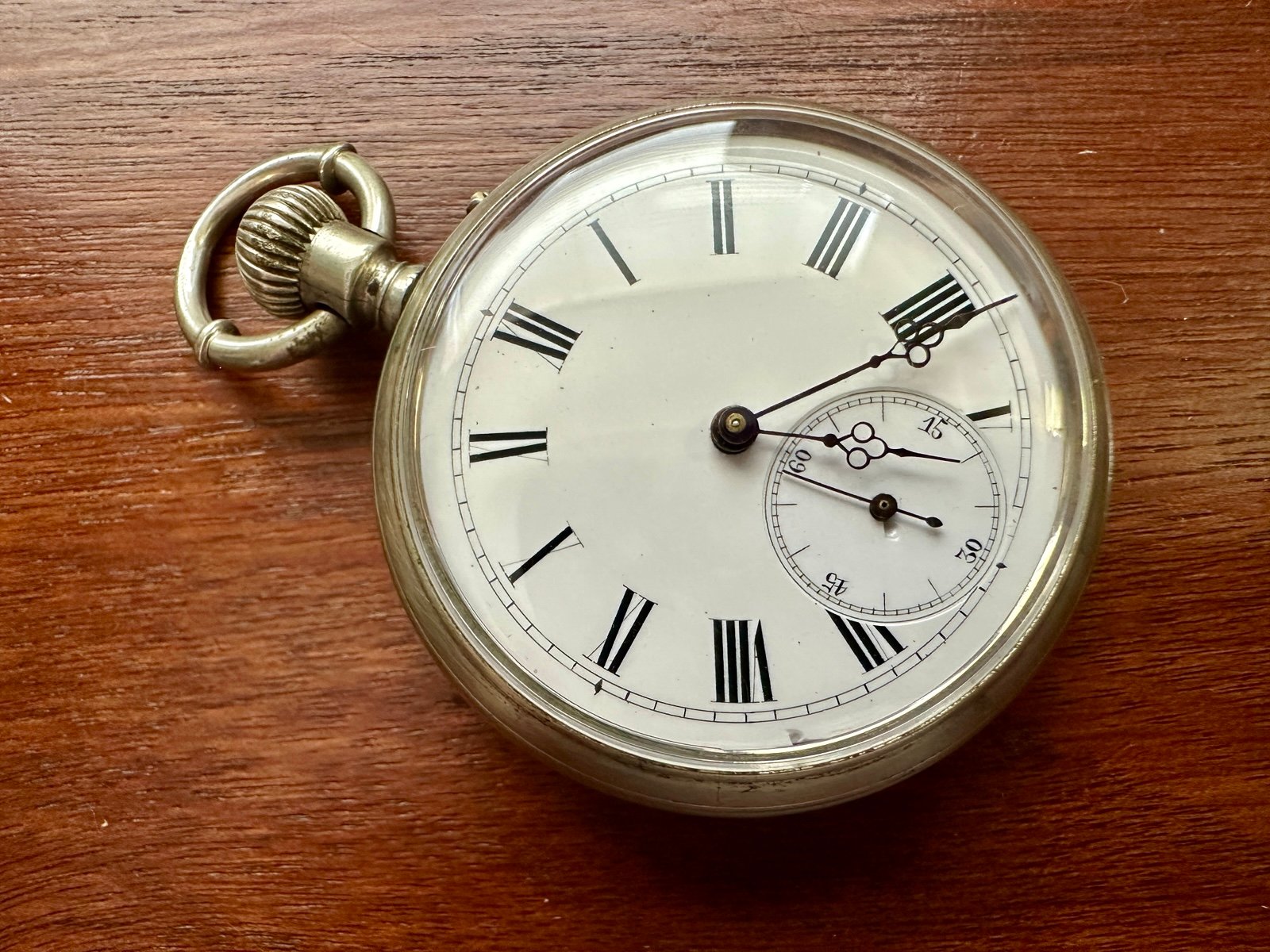 Unbranded Vintage Antique Pocket Watch Silver Tone Roman Numerals