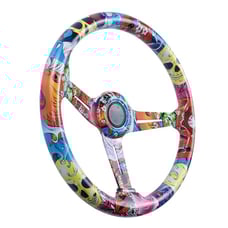 NEW JDM UNIVERSAL 350MM STICKERBOMB Acrylic Deep Dish 6 Holes Steering Wheel