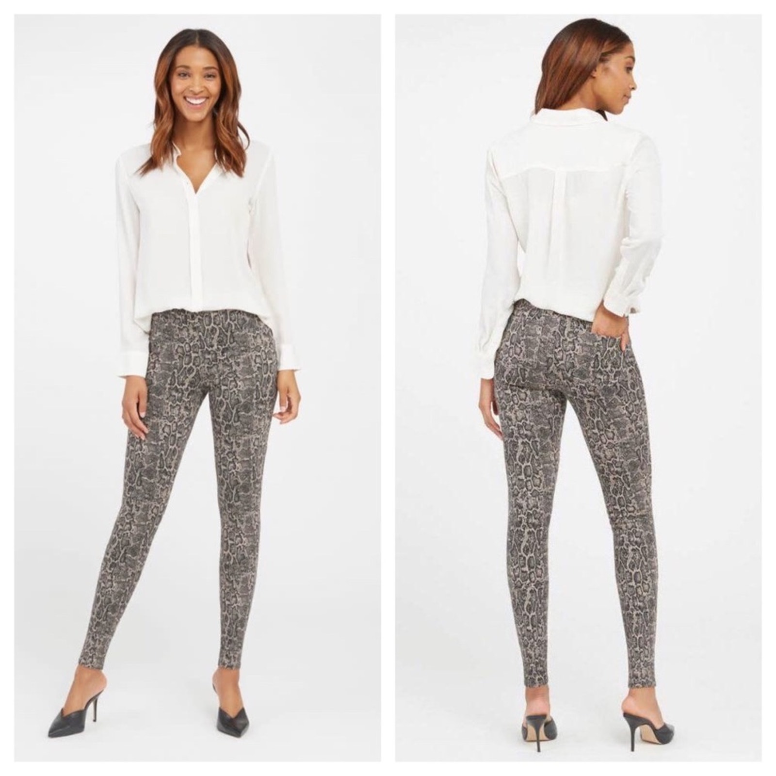 NEW SPANX Taupe Snakeskin Tummy Control Leggings Womens Size XS