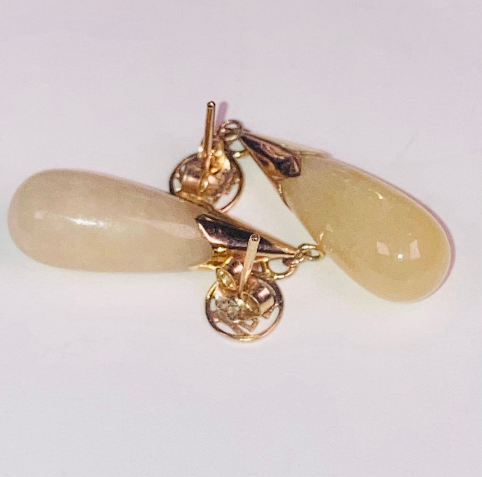 Butterfat Jade & 14K Gold Elegant Drop Earrings – Timeless Luxury Good Fortune