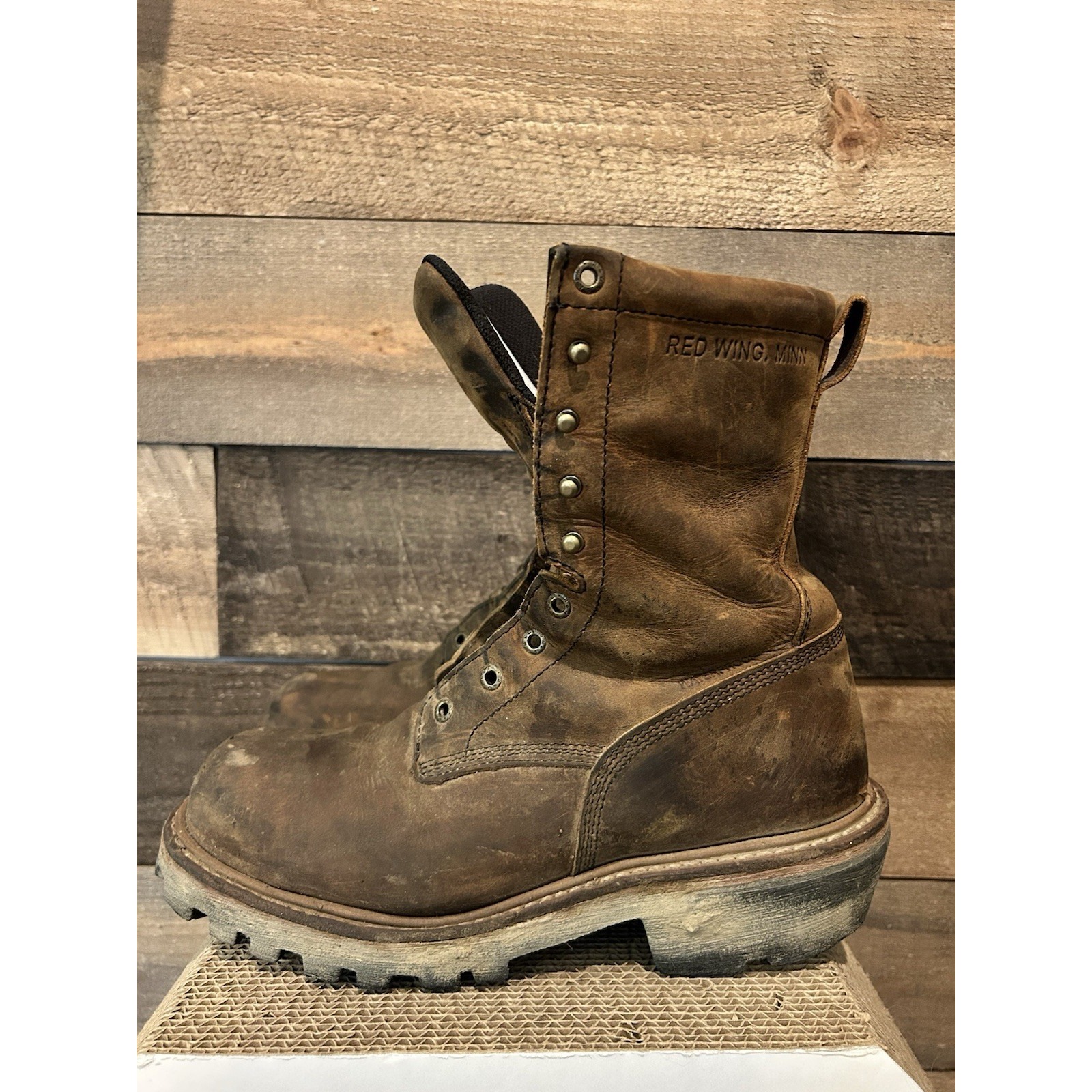 USA Red Wing 2217 LoggerMax 9 Steel Toe Brown Leather Boots 10.5