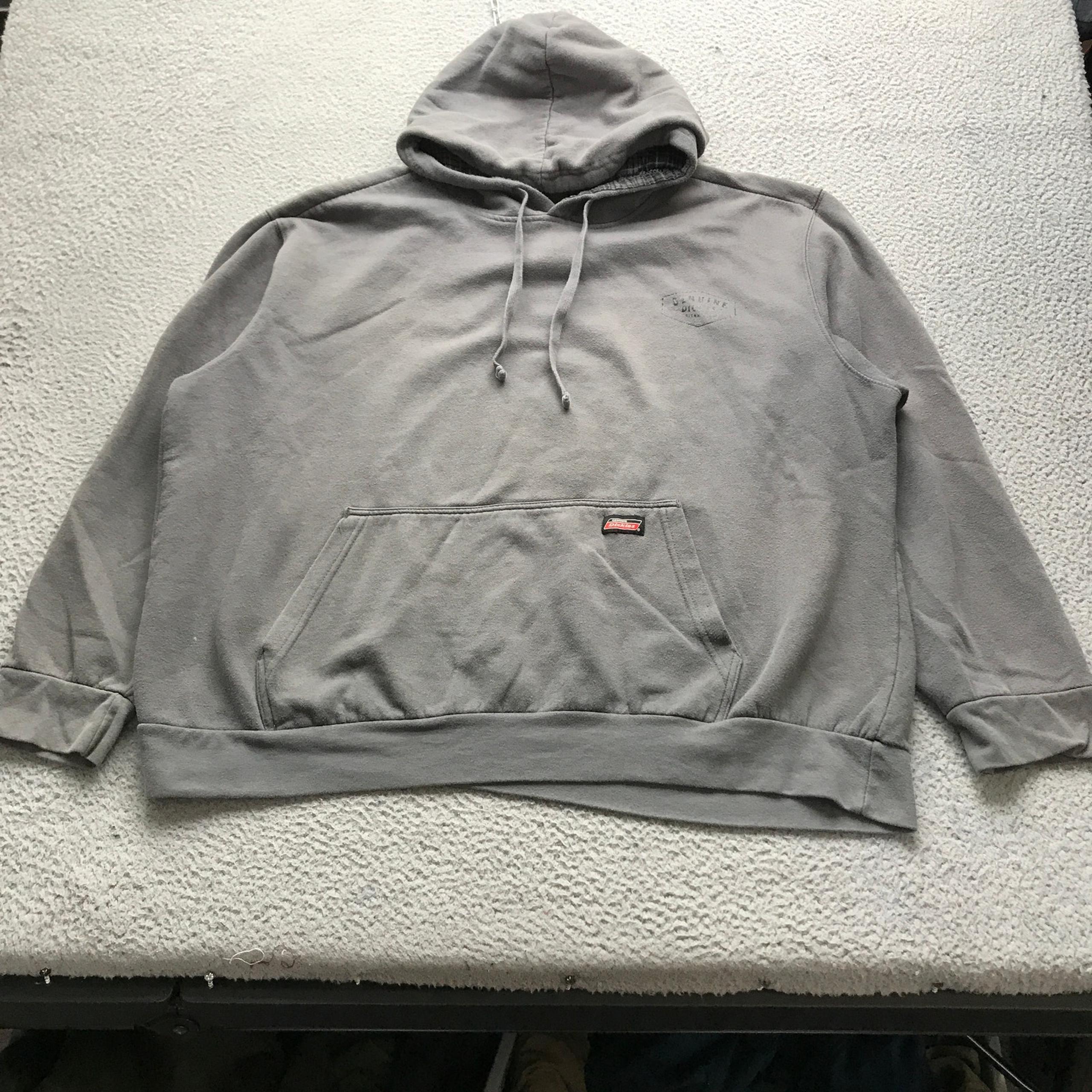 Dickes Genuine Sweatshirt Hoodie Mens 2XL Long Sleeve Graphic Logo Gray Black