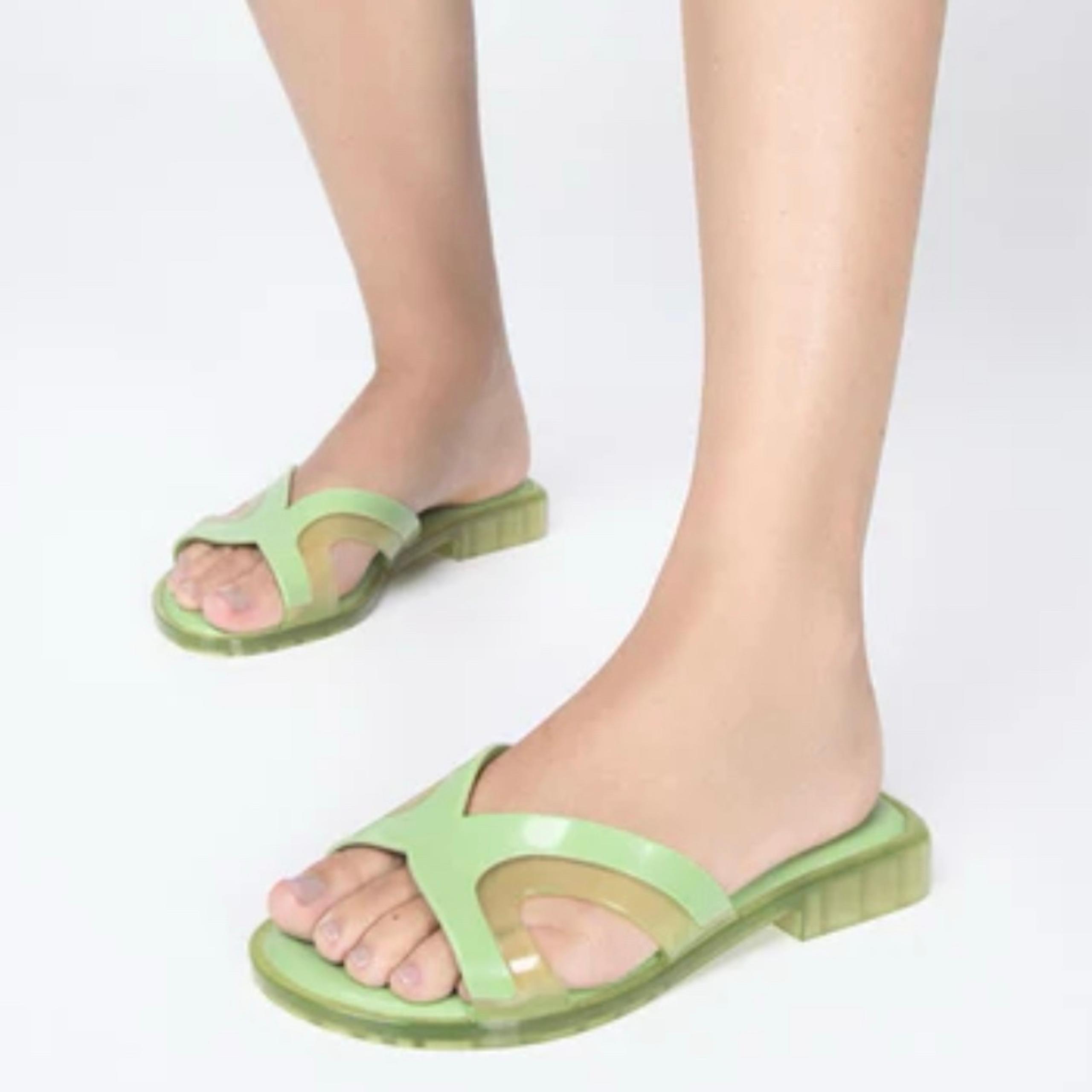 Melissa Yacht Cutout Slides Green Women's Size 10