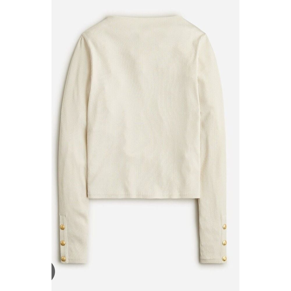 J.Crew Vintage Rib Split-Neck T-Shirt Golf Buttons NWT Size XS Color-Natural