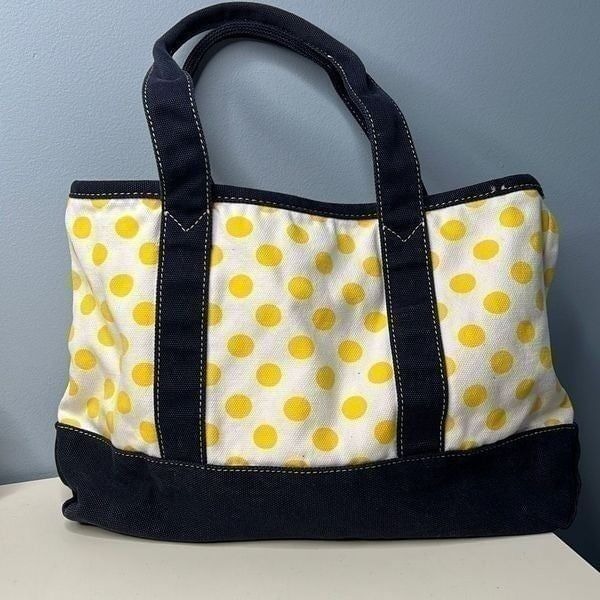 J Crew Duck canvas Cotton Tote Navy Yellow White