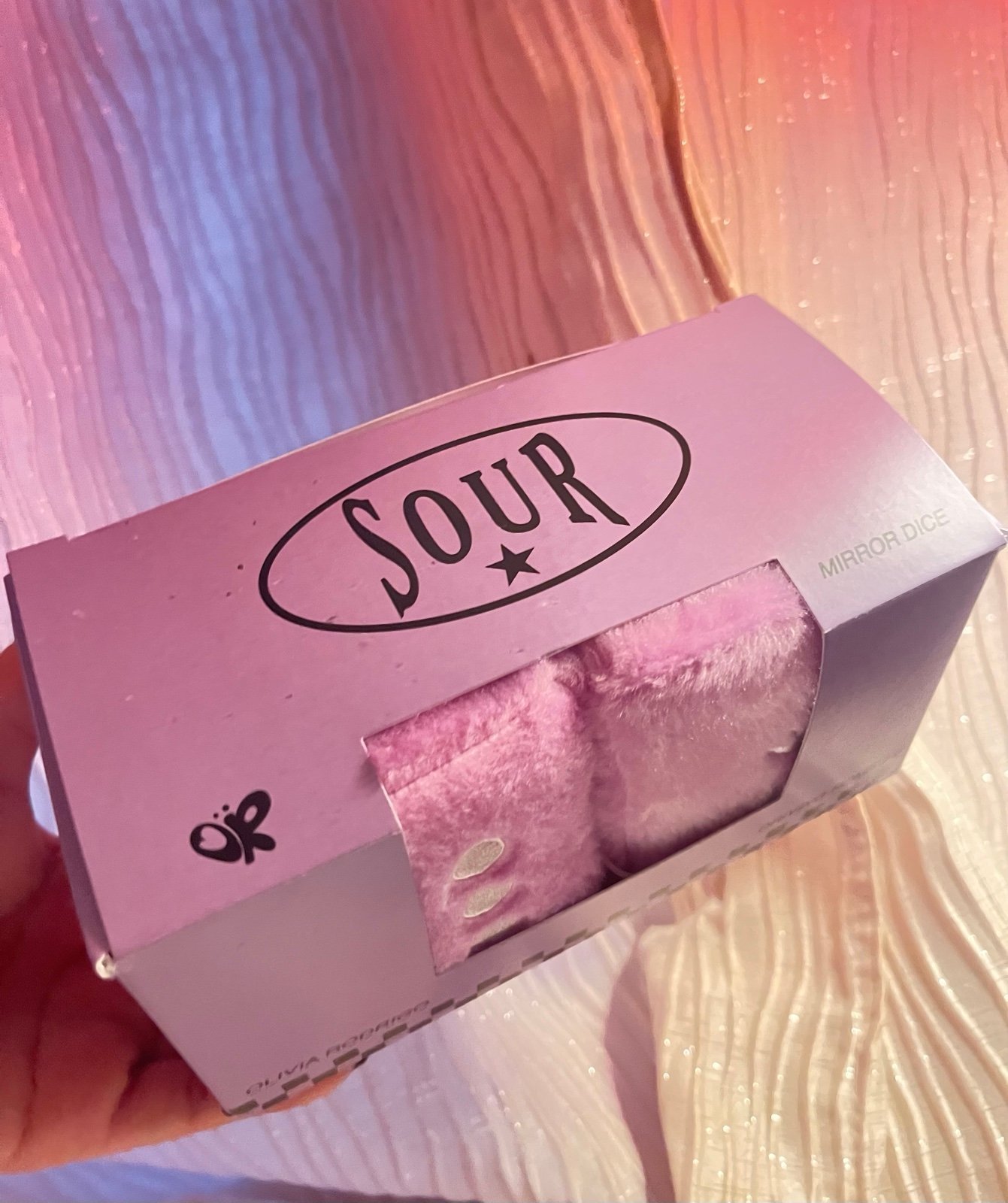 *reserved!* RARE Olivia Rodrigo Sour Fuzzy Dice Merch